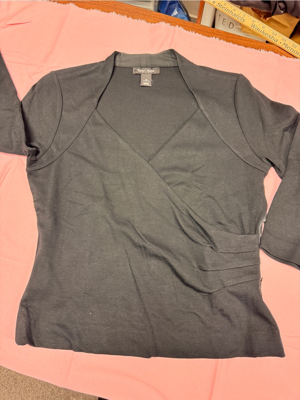 White House Black Market Black Wrap-Style Knit Top